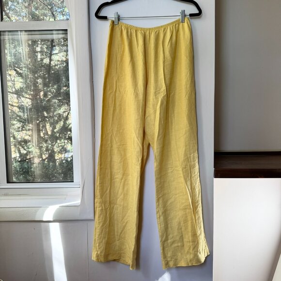DONNI The Linen Simple Pants in Sunny Yellow Medium - Picture 3 of 8